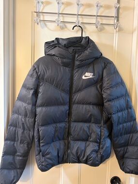 Nike Black Quilted Hooded Jacket